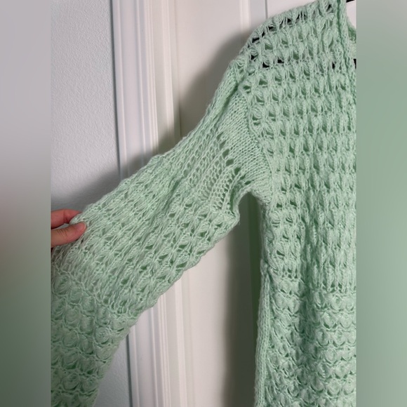 Free People Crashing Waves Pullover Sweater Seafoam Green size S - Picture 6 of 9